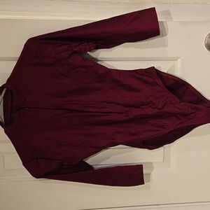 Natalie Burgundy 3/4 Sleeve Zip Leotard Size S